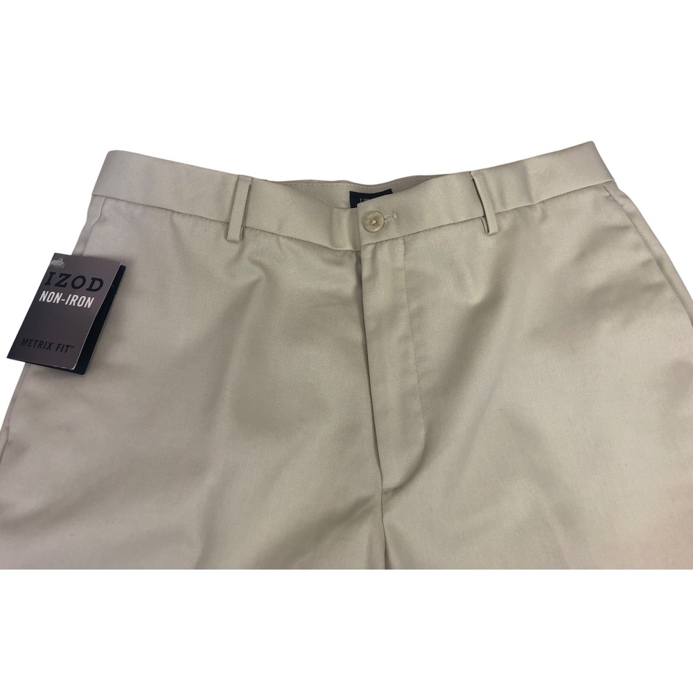 IZOD Madison Non Iron Dress Chino Pants Mens 36x32 Khaki Sportflex Metrix Fit - Picture 7 of 9